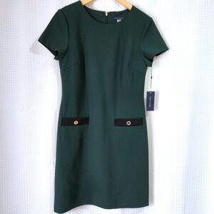 Tommy Hilfiger Shift Dress NWT Womens Size 8 Green Classic Chic Workwear Style